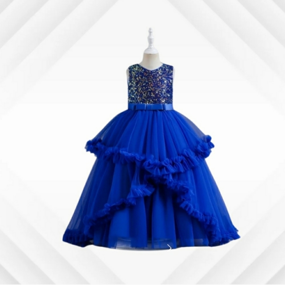 Girls elegant sleeveless sequin princess dress